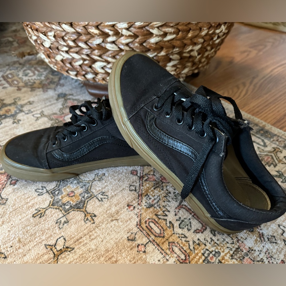 Old Skool Vans all black w/ gum sole, size 6.5